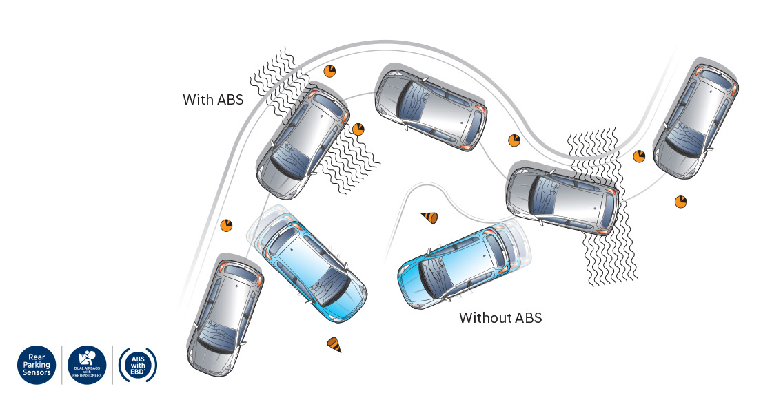 Rear parking assist system sensor illustration on tangerine orangeGRAND i10 NIOS